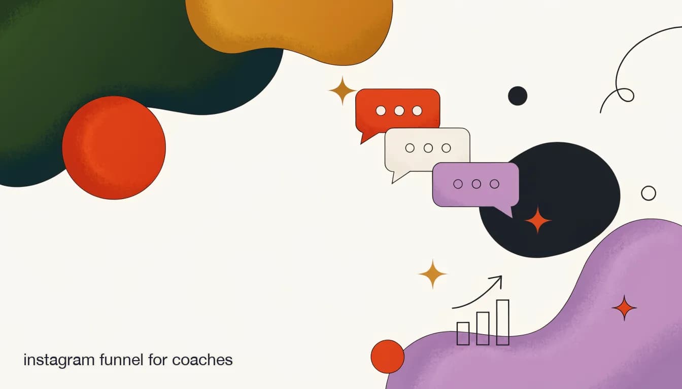 Flat illustration of an Instagram post comment turning into a DM conversation and then a booked call, on The Instagram Funnel for Coaches: From Comment to Booked Call