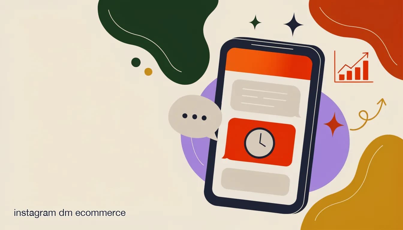 Flat illustration of an Instagram DM thread on a phone showing a live order status reply for a DTC brand, on Instagram DM for E-commerce: Why DTC Brands Are Moving Support Into DMs