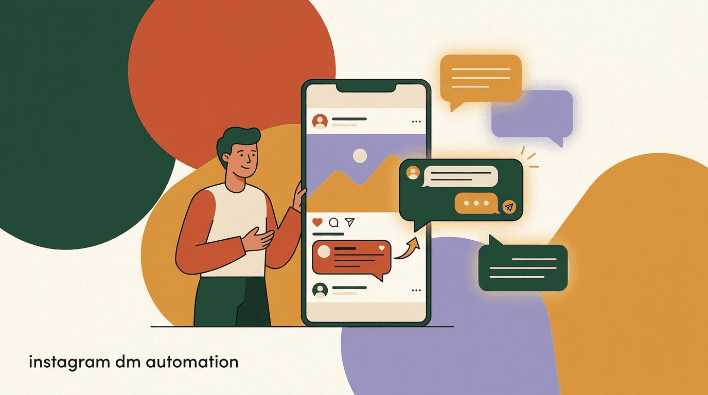 Flat illustration of a public comment turning into a private DM on a phone, on Instagram DM automation