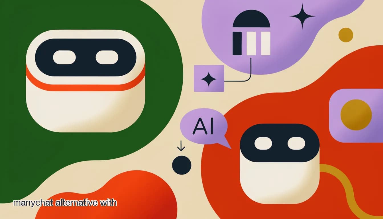 Flat illustration of comparing a chatbot with AI bundled into its price versus a chatbot with AI as a separate paid add-on tile, on ManyChat Alternative With AI Included (Not a $29 Add-On)