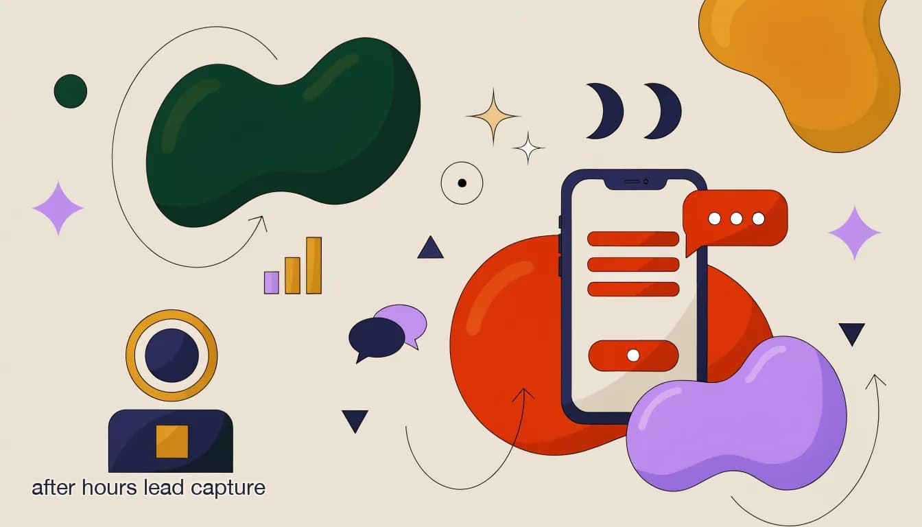 Flat illustration of a phone showing an Instagram DM being answered at night by an AI agent for a med spa, on After-Hours Lead Capture for Med Spas: Stop Losing DMs Overnight