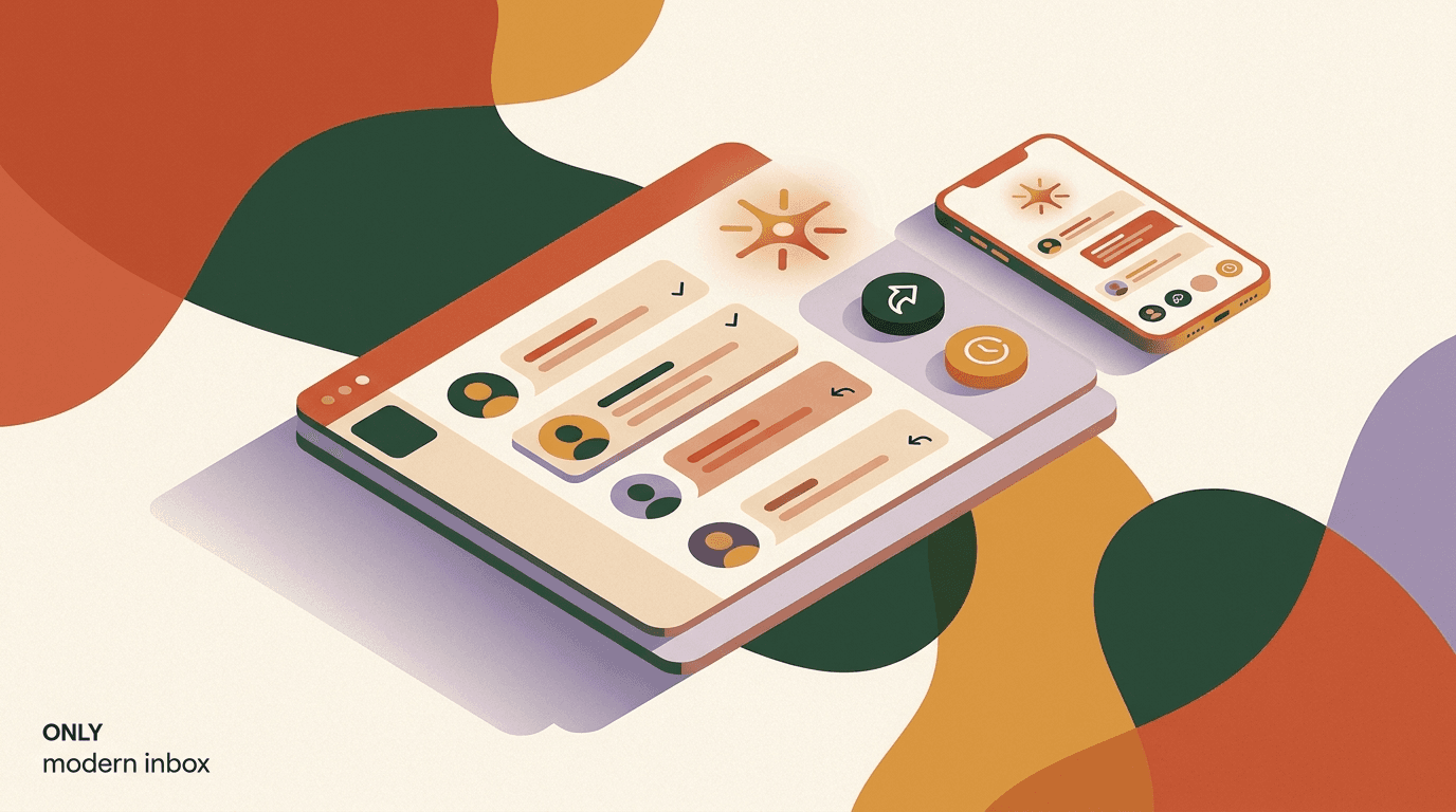 Flat illustration of a cluttered legacy chat panel beside a clean modern chat inbox UX with assign, snooze, notes, and an AI co-pilot