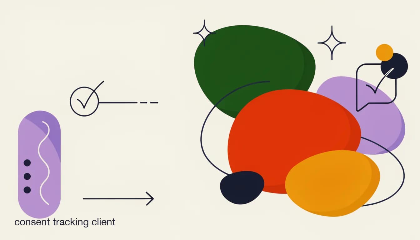 Flat illustration of a checklist and a chat bubble with a checkmark, representing consent tracking for client messages, on Consent Tracking for Client Communication: What Firms Need to Know