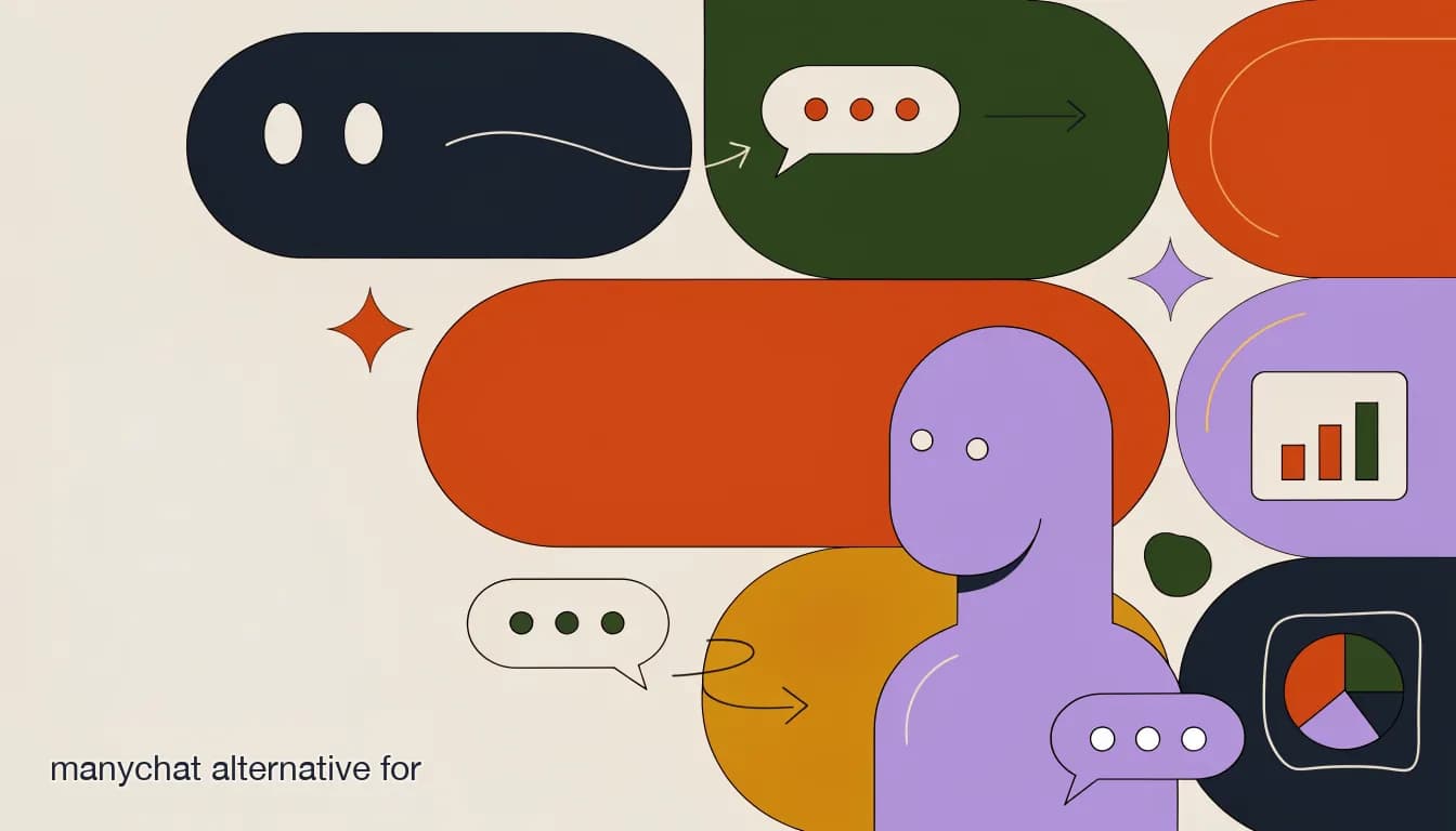 Flat illustration of a law firm and accounting office choosing between a generic marketing chatbot and a knowledge-base AI agent, on Best ManyChat Alternative for Professional Services Firms (2026)