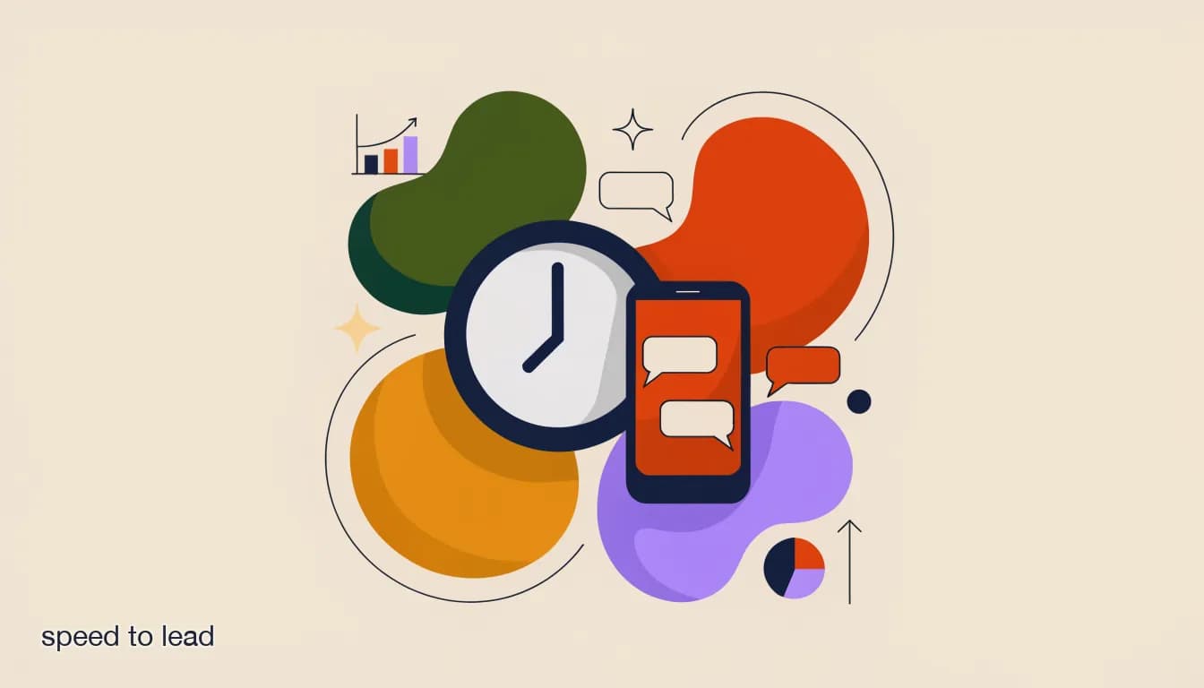 Flat illustration of a clock next to a phone showing an unanswered client message, representing slow intake response, on Why Slow Client Intake Is Costing Firms New Business