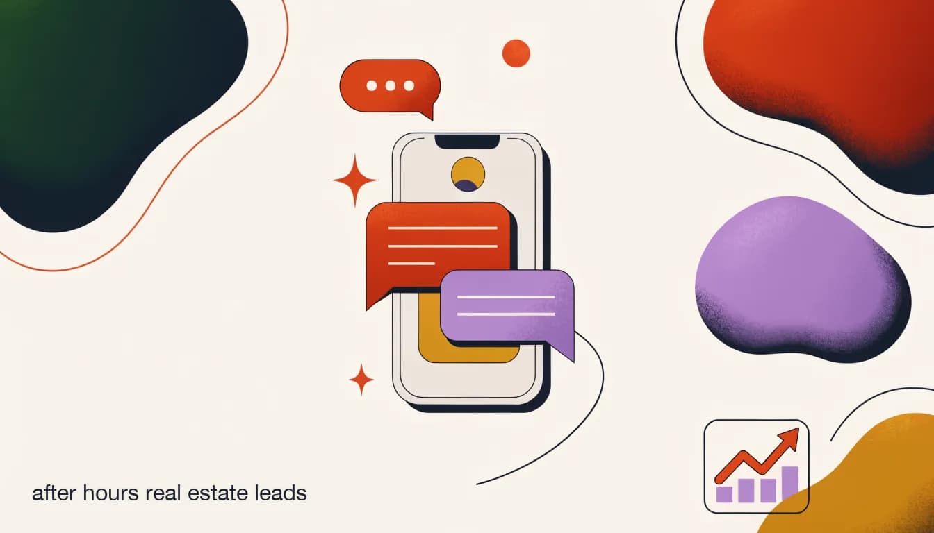 Flat illustration of a moonlit phone screen showing a real estate DM being answered automatically at night, on After-Hours Real Estate Leads: How to Stop Losing Them Overnight
