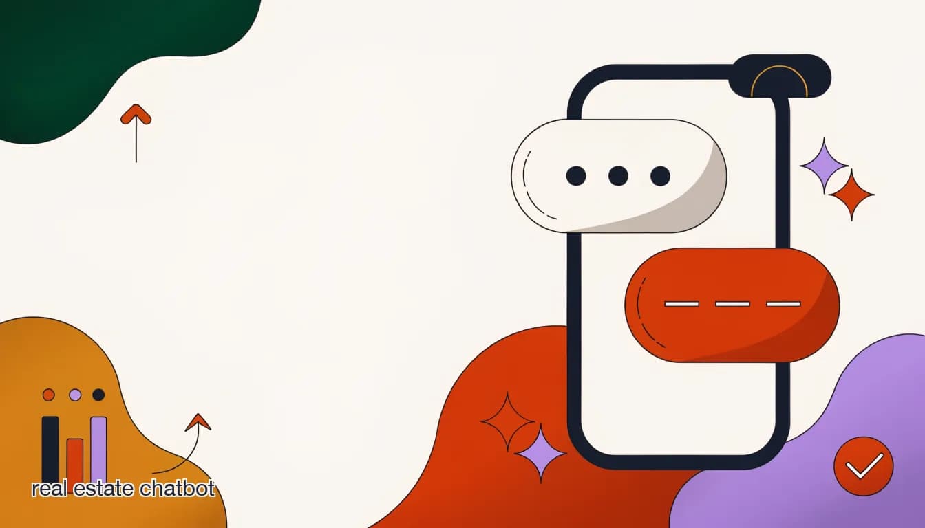 Flat illustration of A chatbot conversation on a phone screen showing a real estate buyer lead answering budget and pre-approval qualification questions from an AI agent, on Real Estate Chatbot Qualification: Buyer vs Seller, Budget, Timeline in One Flow