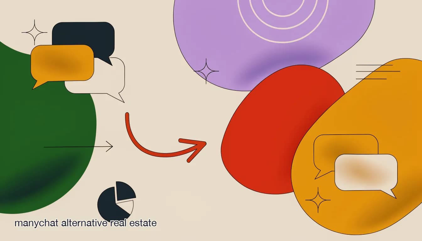 Flat illustration of Real estate team comparing ManyChat and a KlyoChat-style alternative, showing agent assignment and shared inbox routing diagram side by side, on ManyChat Alternative for Real Estate Teams: Shared Inbox + Assignment