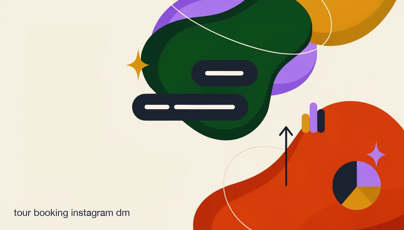 Flat illustration of Instagram Reel from a tour operator showing a tropical destination with comment trigger words firing automated DMs for tour booking enquiries, on Turning Instagram Comments Into Booked Tours: A Comment-to-DM Playbook